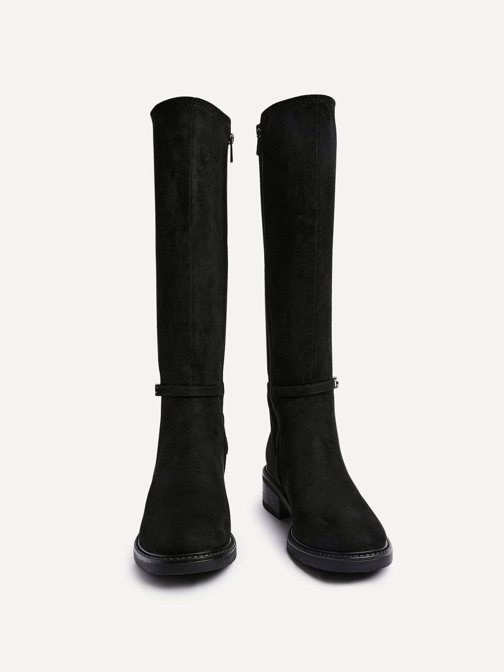 Power Black Faux Suede Riding Boots