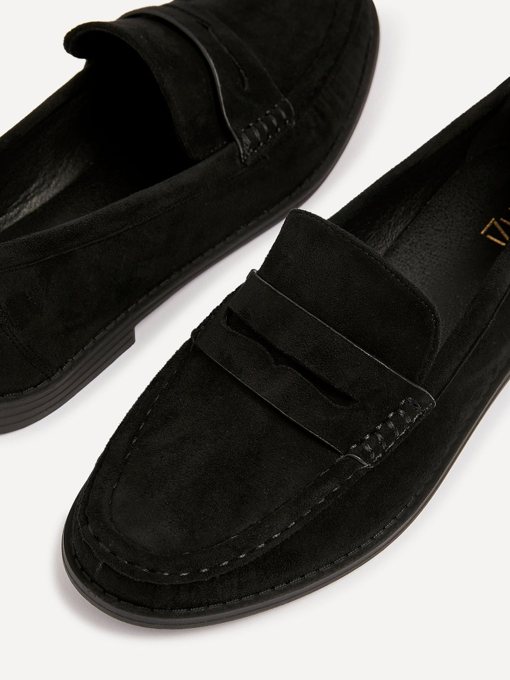 Precise Black Faux Suede Loafers
