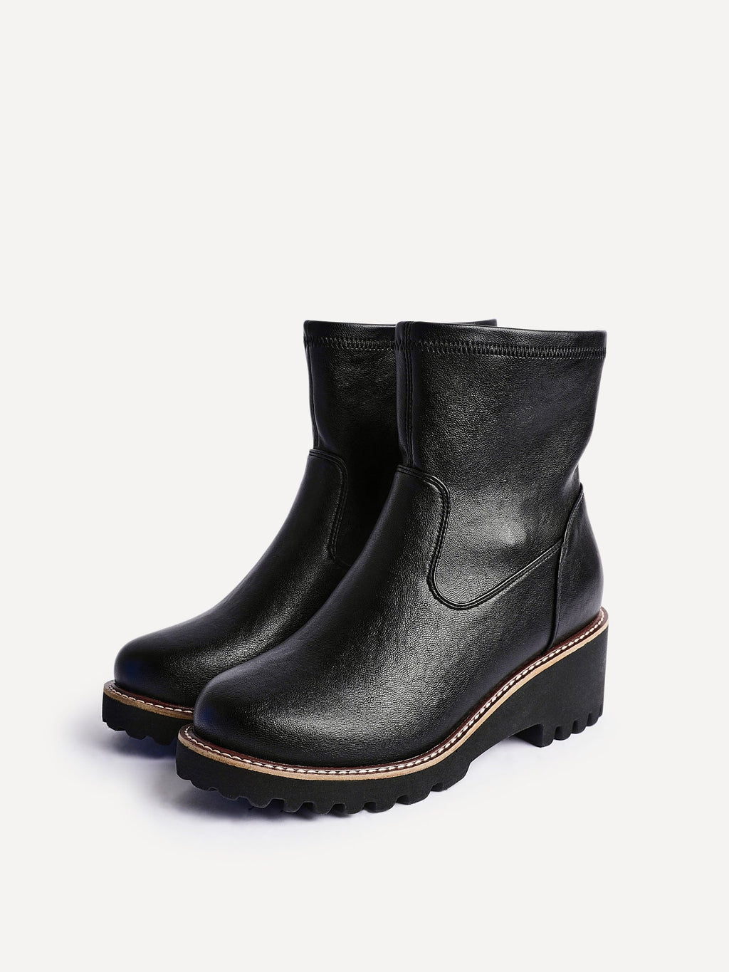 Pulse Wide Fit Black Wedged Ankle Boots