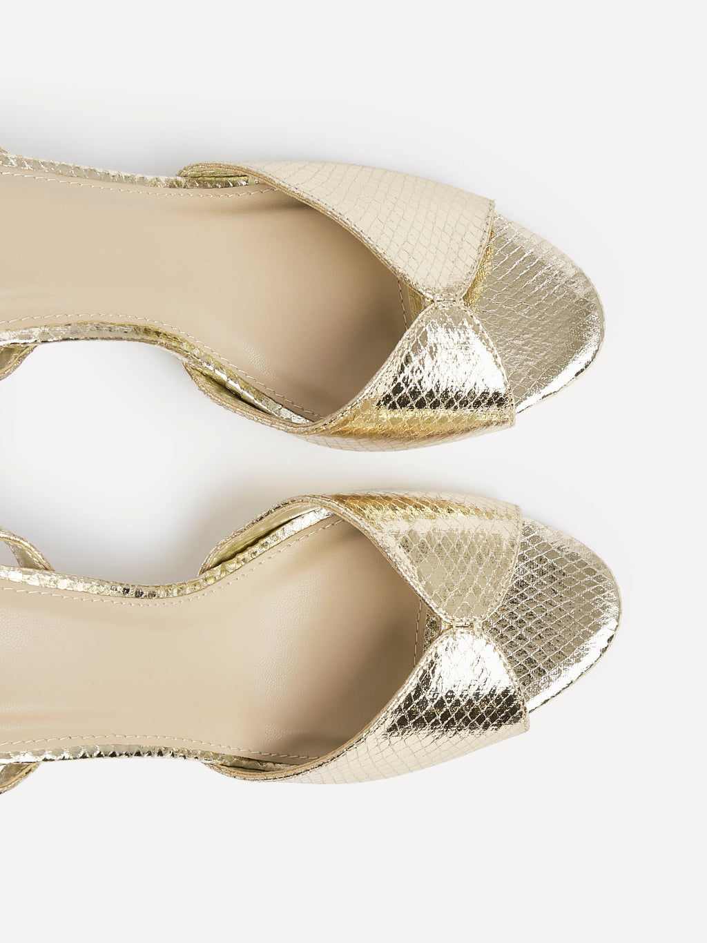 Parlour Gold Faux Leather Peep Toe Heels