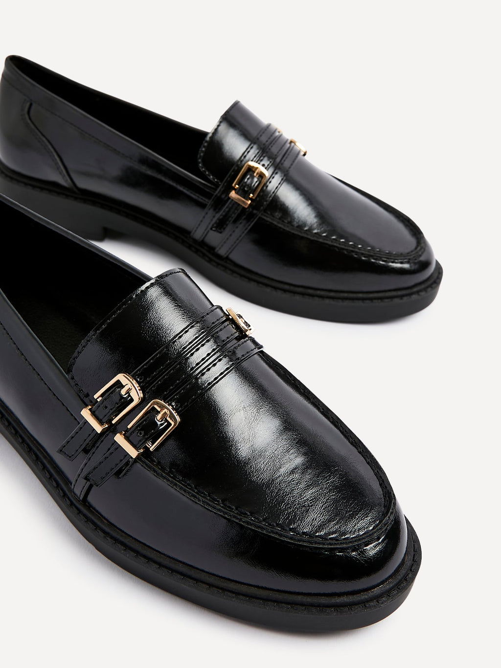 Portland Black Faux Leather Loafers
