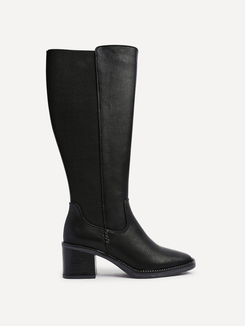 Reason Black Block Heel Long Boots