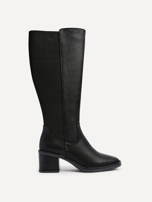 Reason Black Block Heel Long Boots