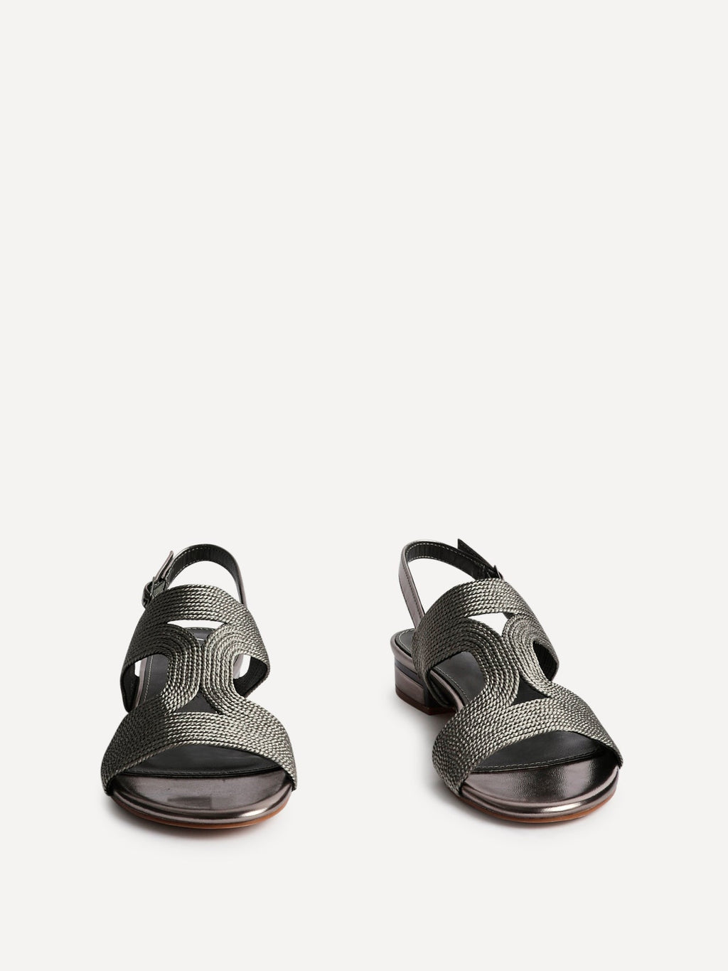 Reeva Pewter Slingback Block Heel Sandals