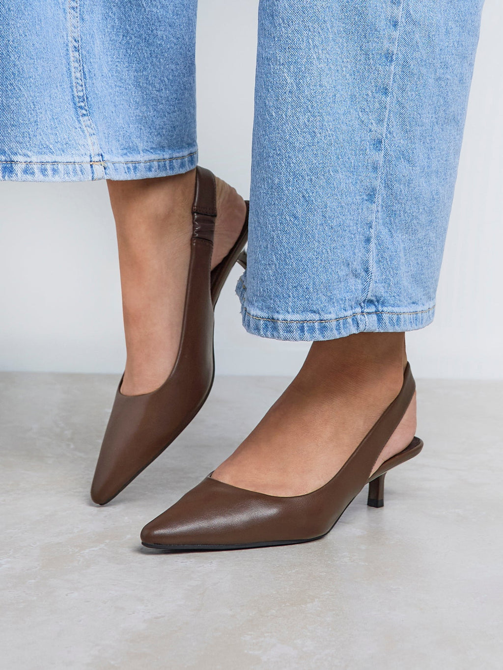 Reign Brown Faux Leather Court Heels