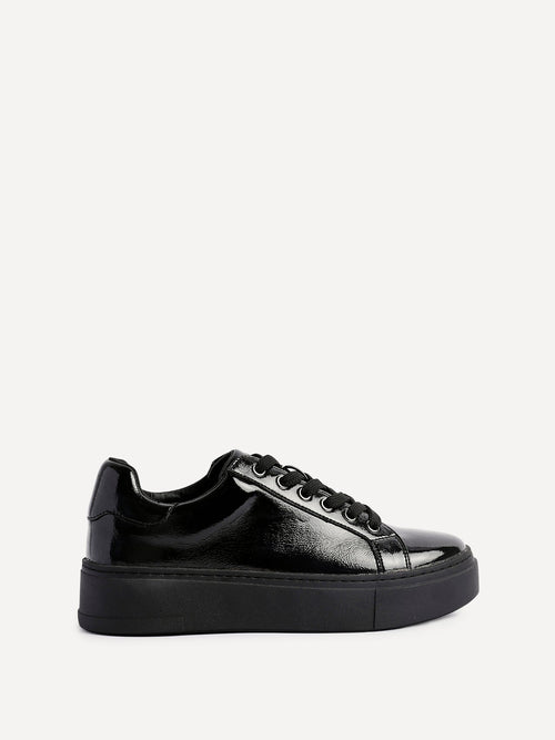 Reset Black Patent Flatform Trainers