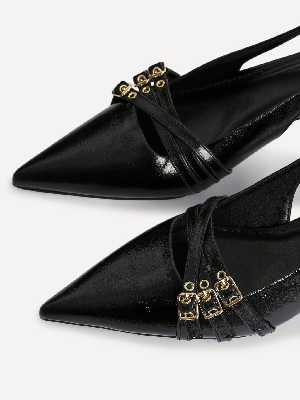 Retro Black Patent Kitten Court Heels