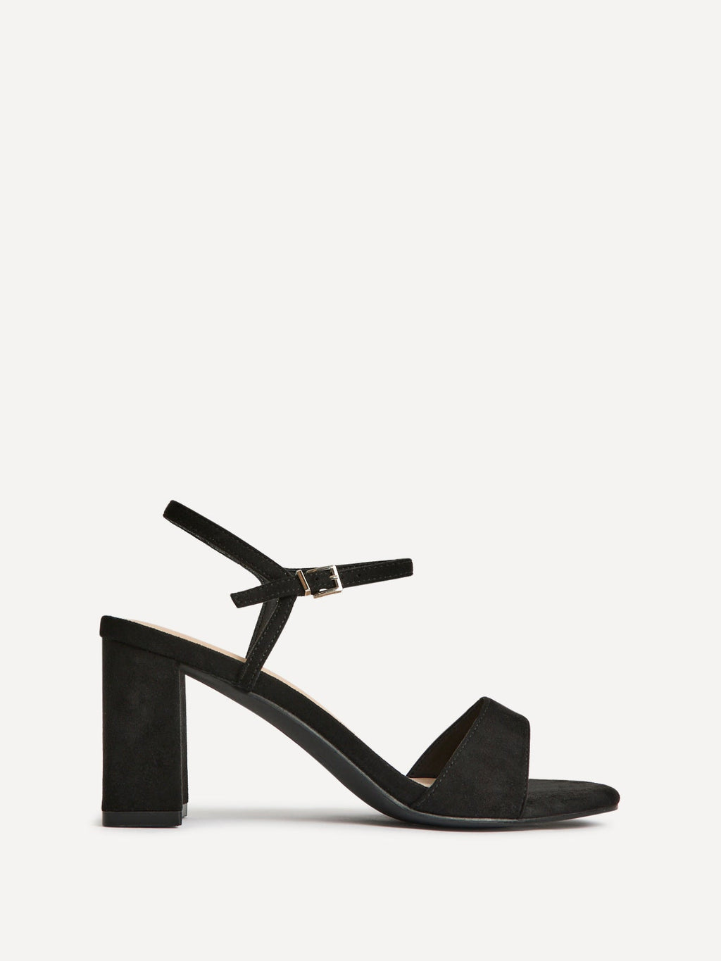 Reveal Black Faux Suede Block Heeled Sandals