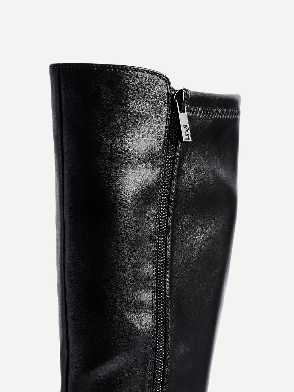 Revolve Black Faux Leather Block Heel Long Boots