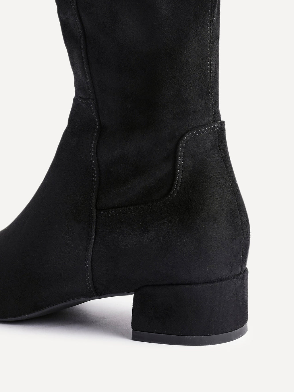 Revolve Black Faux Suede Block Heel Long Boots