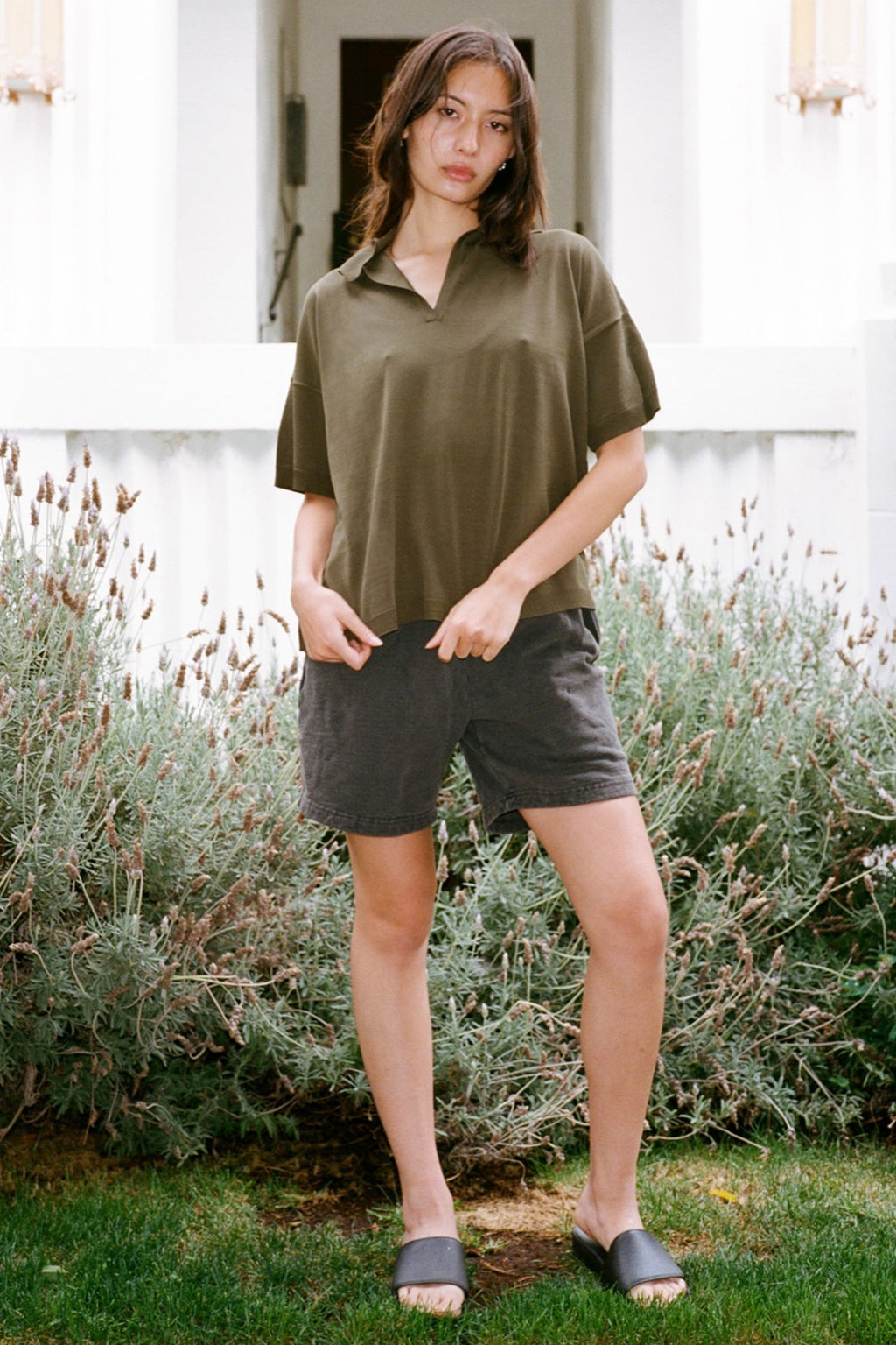 RFK371 - Viscose Nylon Oversized Knit Polo
