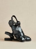 Rhoda Black Flat Fisherman Sandals