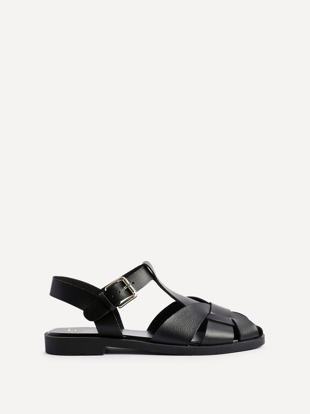 Rhoda Black Flat Fisherman Sandals