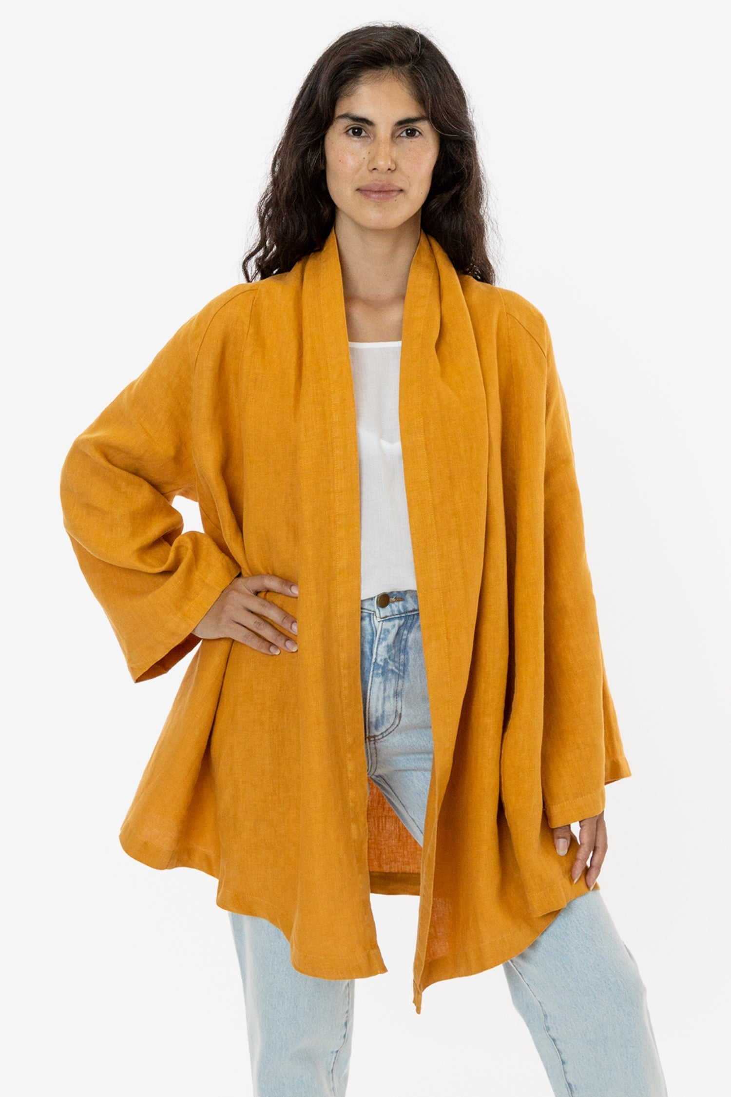 RLIN12GD - Linen Front Tie Cardigan