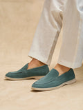 Rino Mens Blue Suede Leather Loafers