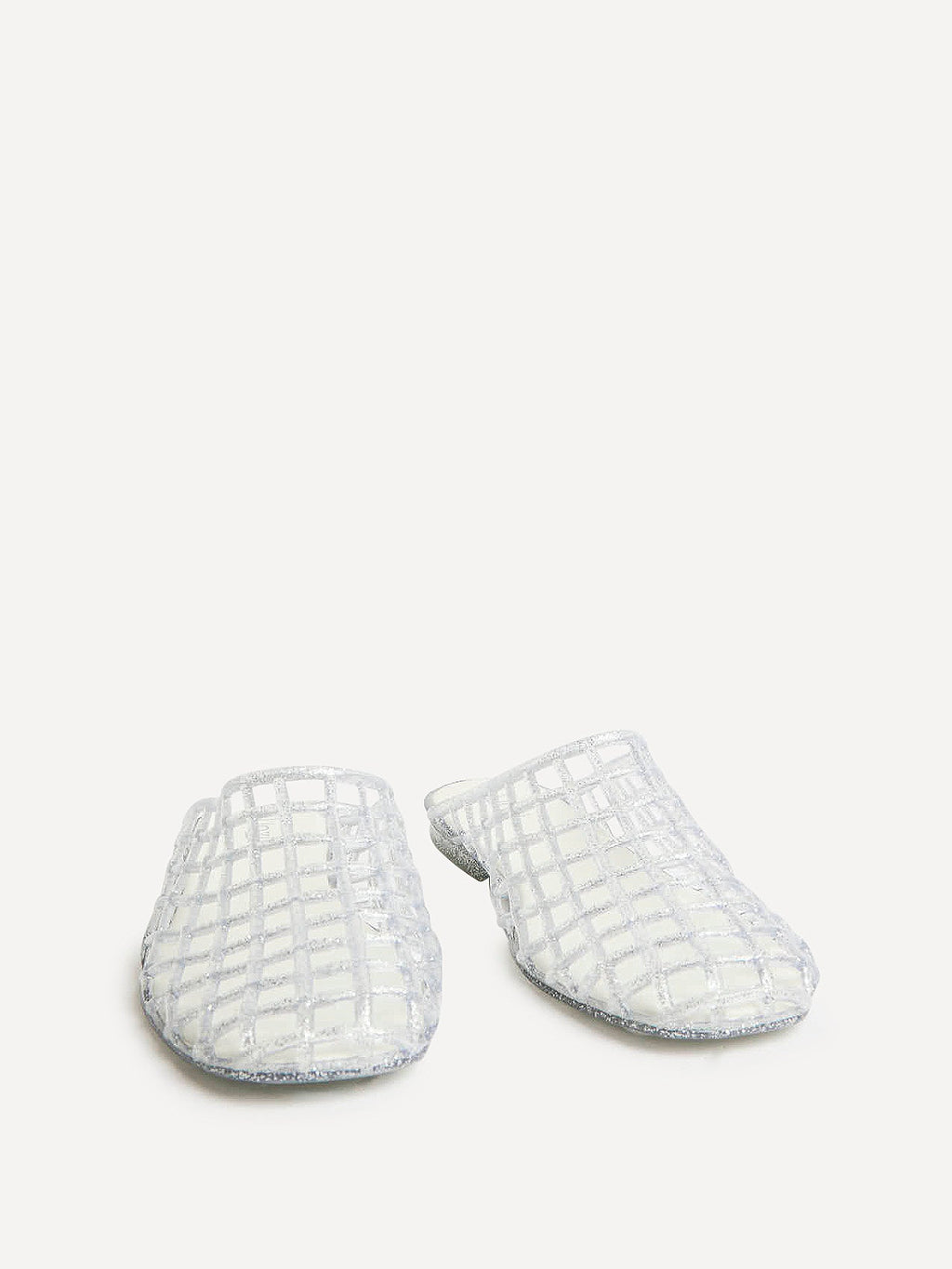 Ripple Silver Glitter Jelly Mules