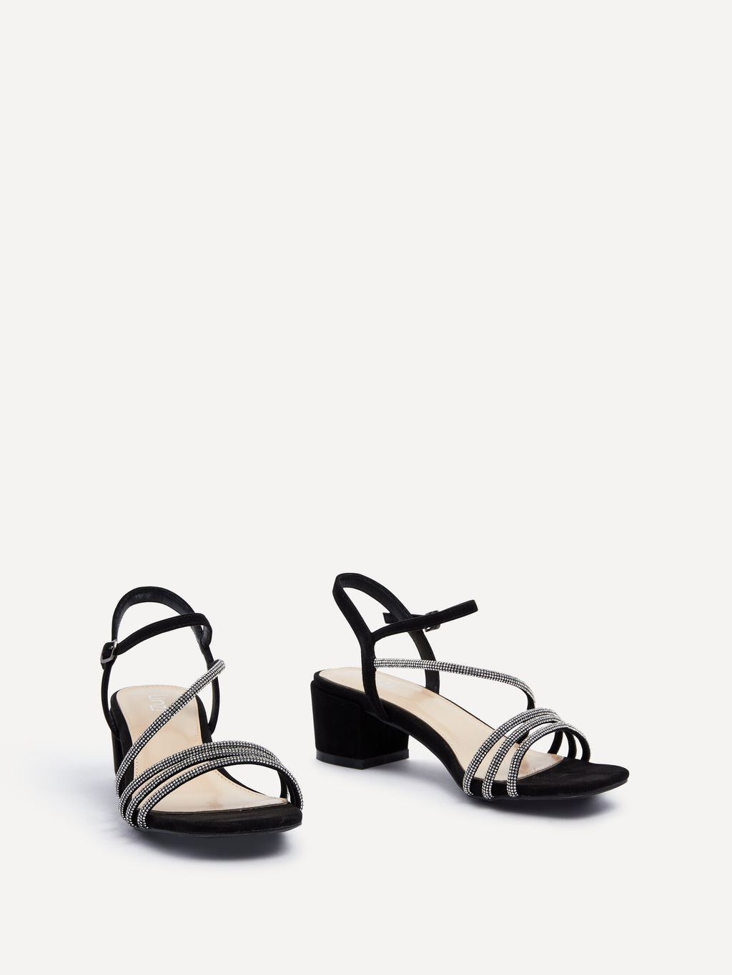 Riri Black Diamante Heeled Sandals