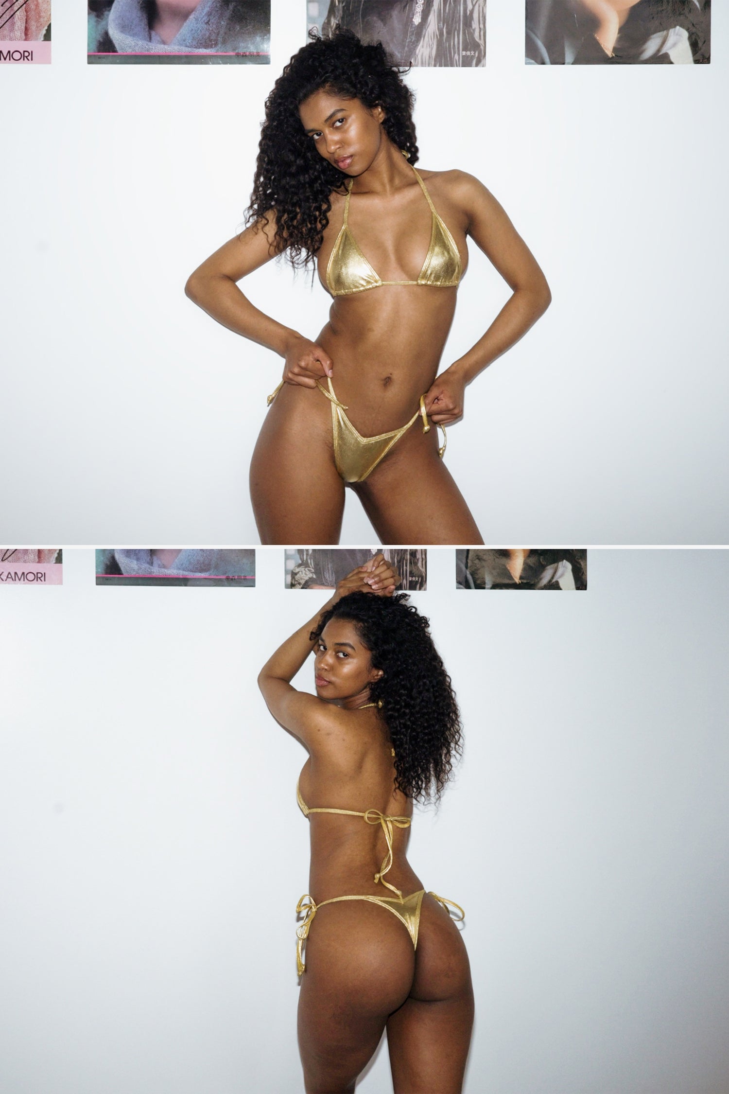 RLA3032 - Lamé V-Cut Thong Bikini Bottom