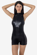 RLA373 - Lamé Sleeveless Mockneck Biketard