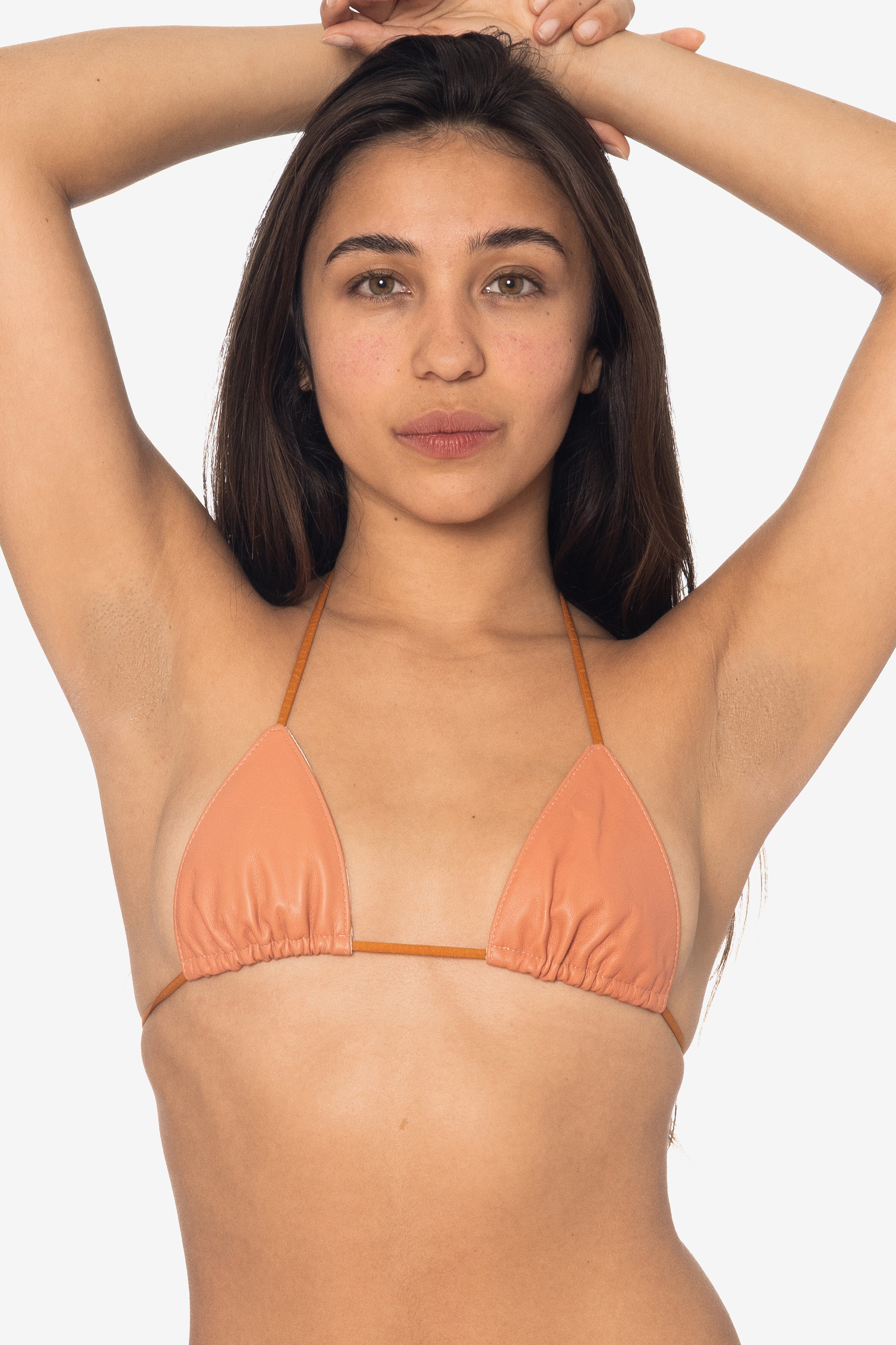 RLH3436 - Leather Nylon String Bikini Top