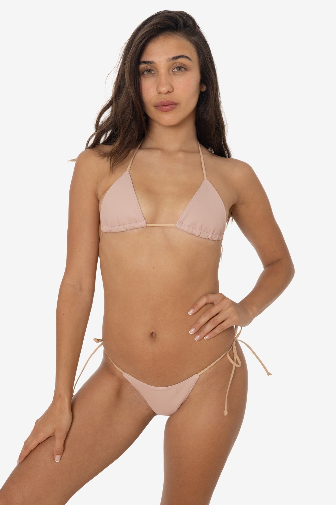 RLH3437 - Leather Thong Nylon String Bikini Bottom