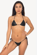 RLH3437 - Leather Thong Nylon String Bikini Bottom