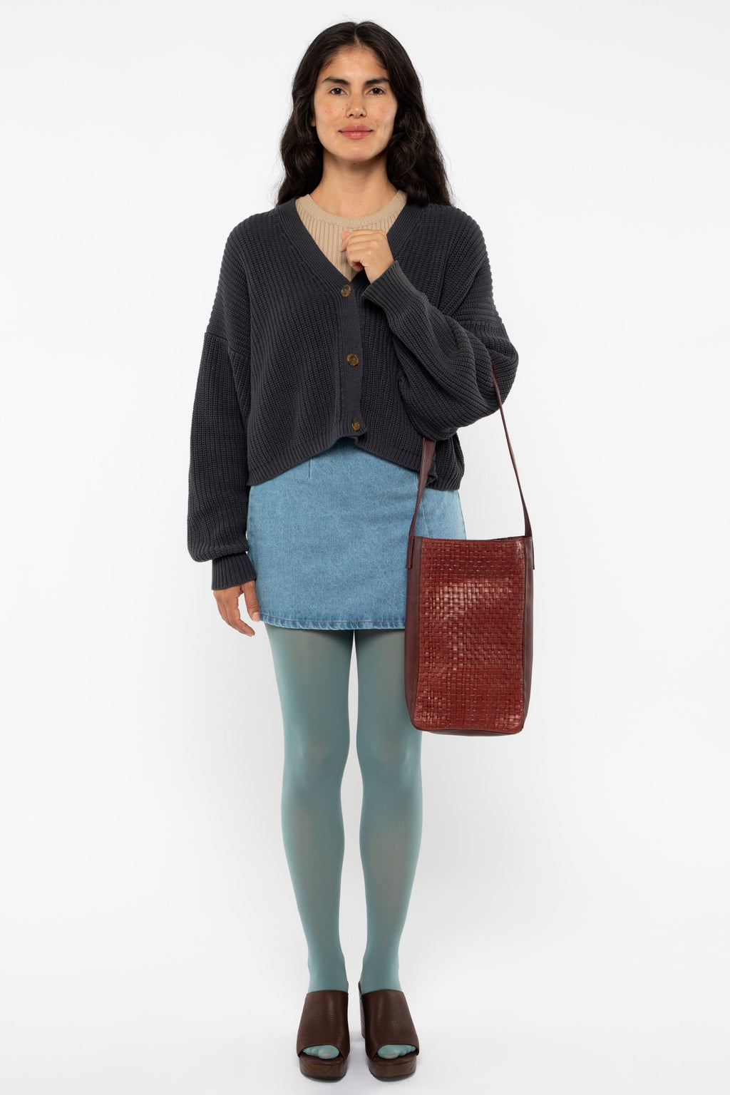 RLH3482 - Woven Leather Slim Tote