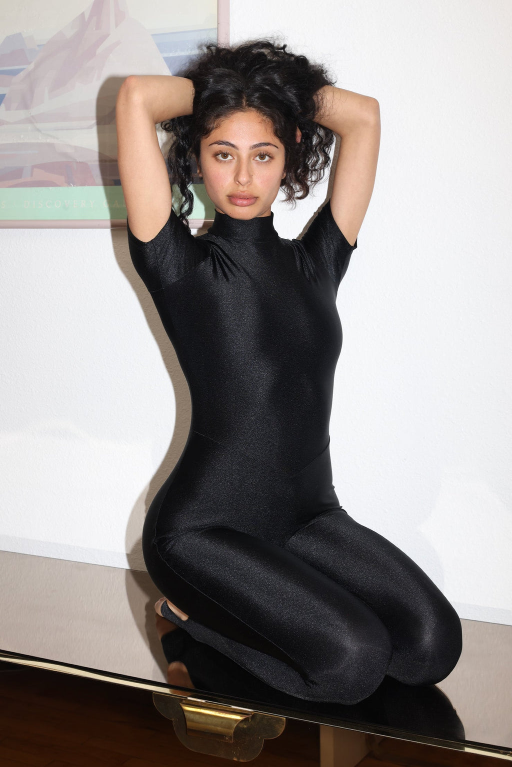 RNT322 - Nylon Tricot Short Sleeve Mockneck Unitard
