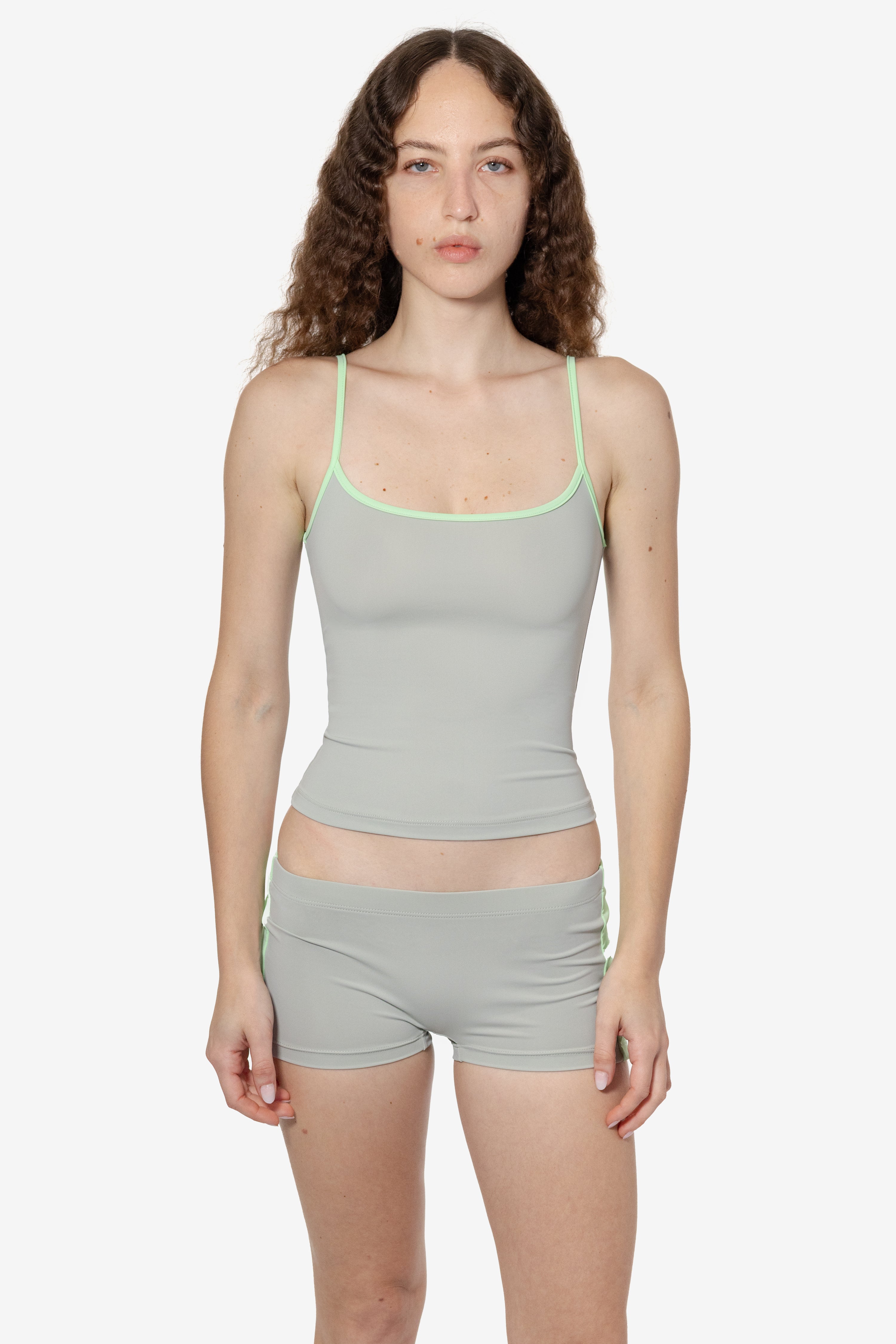 RNT531 - Nylon Tricot Contrast Spaghetti Tank