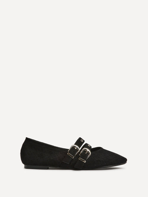Rogue Black Ballet Flats With Eyelet Detail