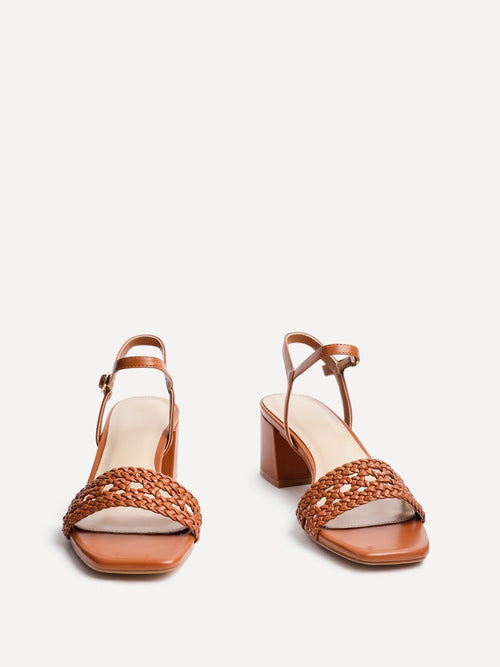 Ruthie Tan Faux Leather Plaited Heels