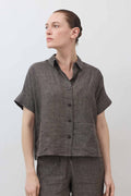 Boxy Linen Cropped Blouse