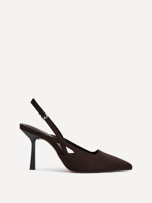 Rhea Brown Scuba Sling Back Court Heels