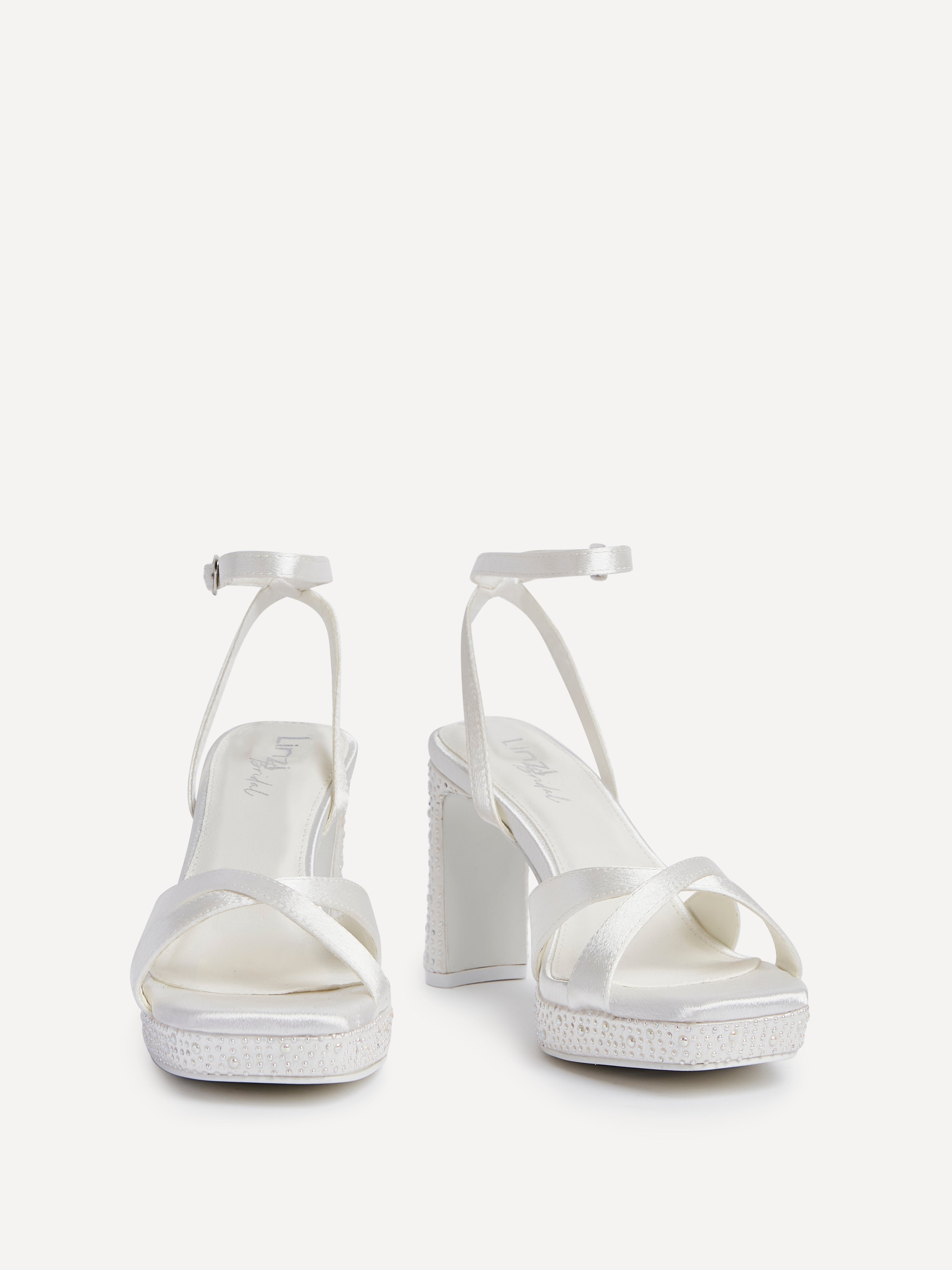 Romantica Bridal Ivory Satin Embellished Heels