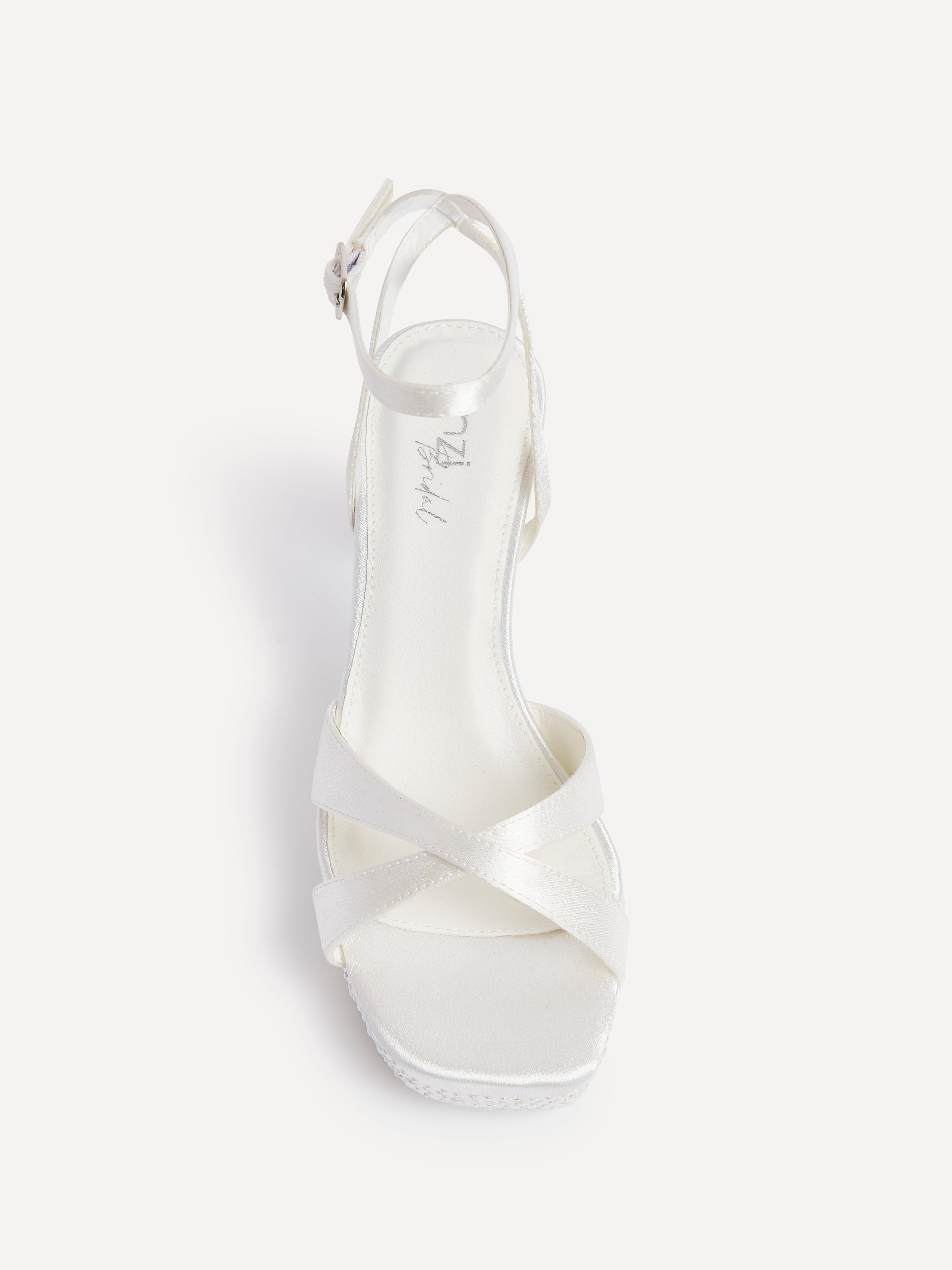 Romantica Bridal Ivory Satin Embellished Heels