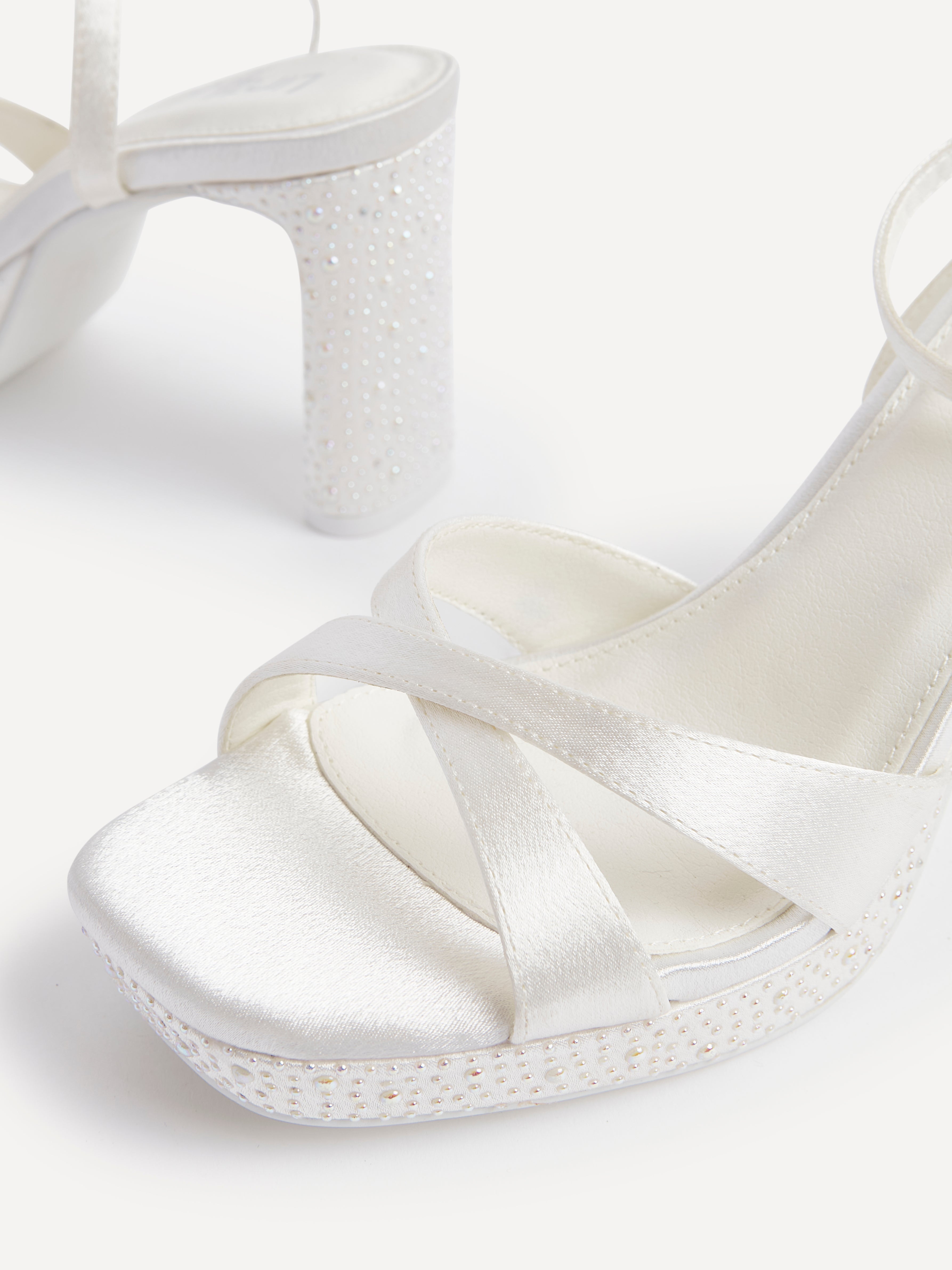 Romantica Bridal Ivory Satin Embellished Heels