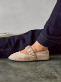 Lorella Beige Faux Suede Mary Jane Pumps