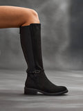Power Black Faux Suede Riding Boots
