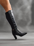 Symone Black Block Heeled Boots