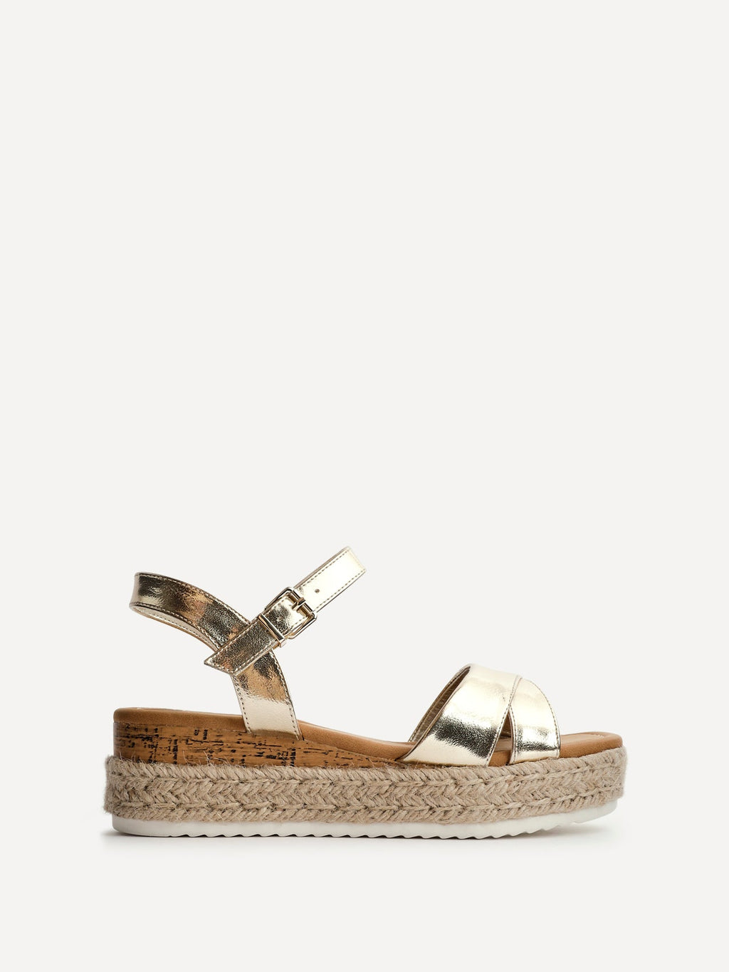 Sarelli Wide Fit Gold Flatform Sandals