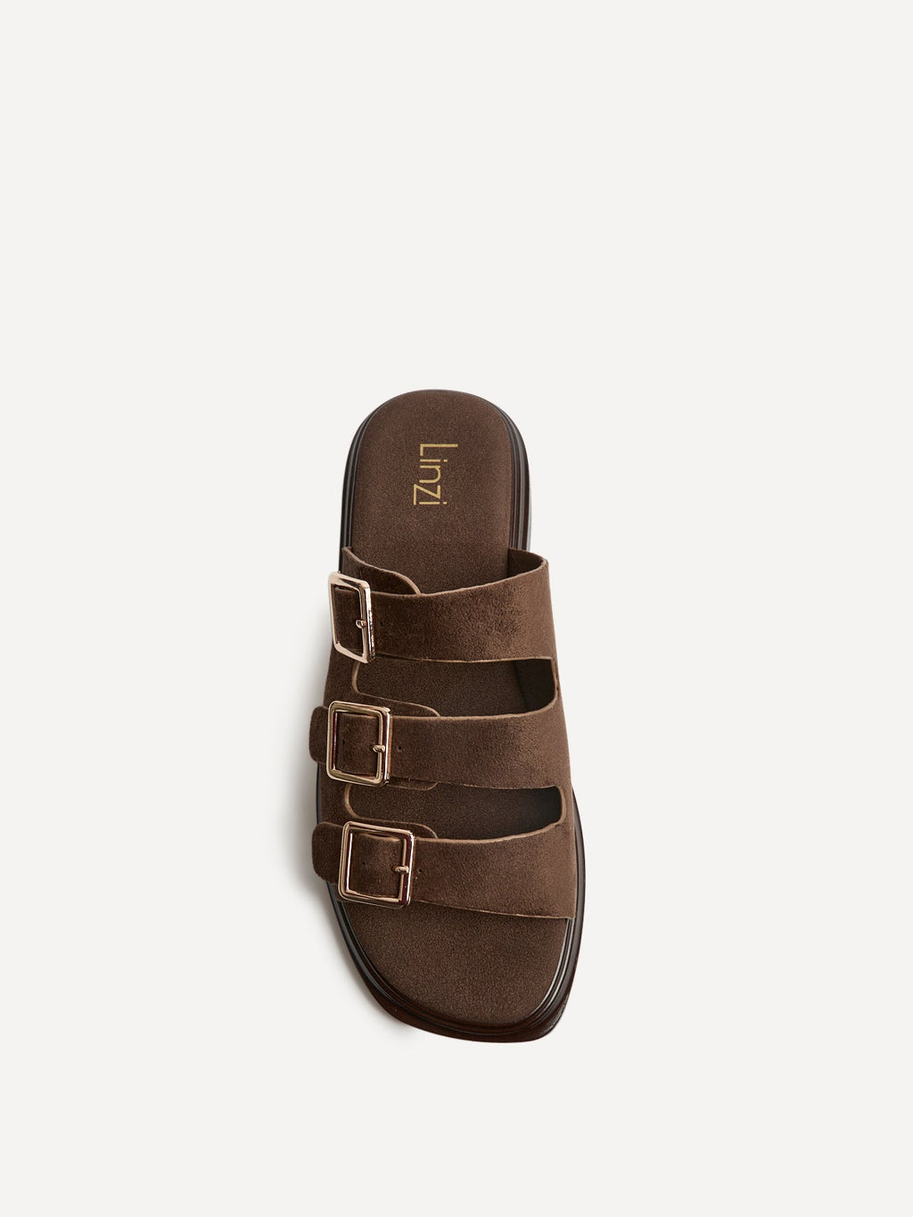 Satellite Brown Faux Suede Flat Sandals