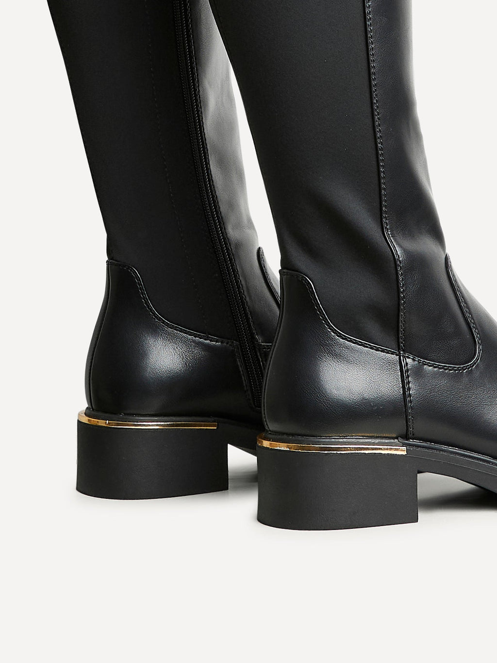 Sawyer Black Faux Leather Long Riding Boots