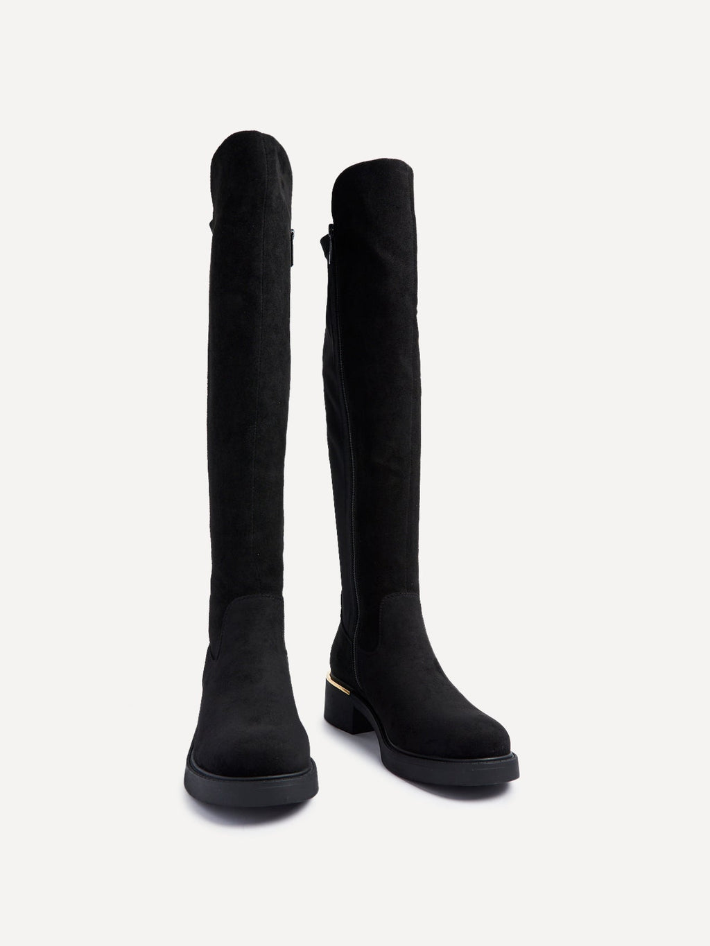 Sawyer Black Faux Suede Long Riding Boots