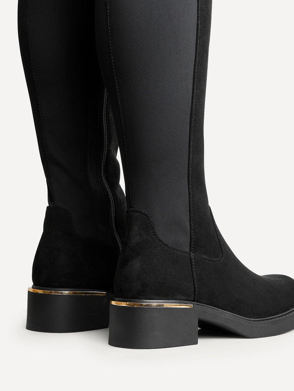 Sawyer Black Faux Suede Long Riding Boots