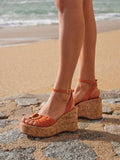 Saxon Rust Suede Wedge Sandals