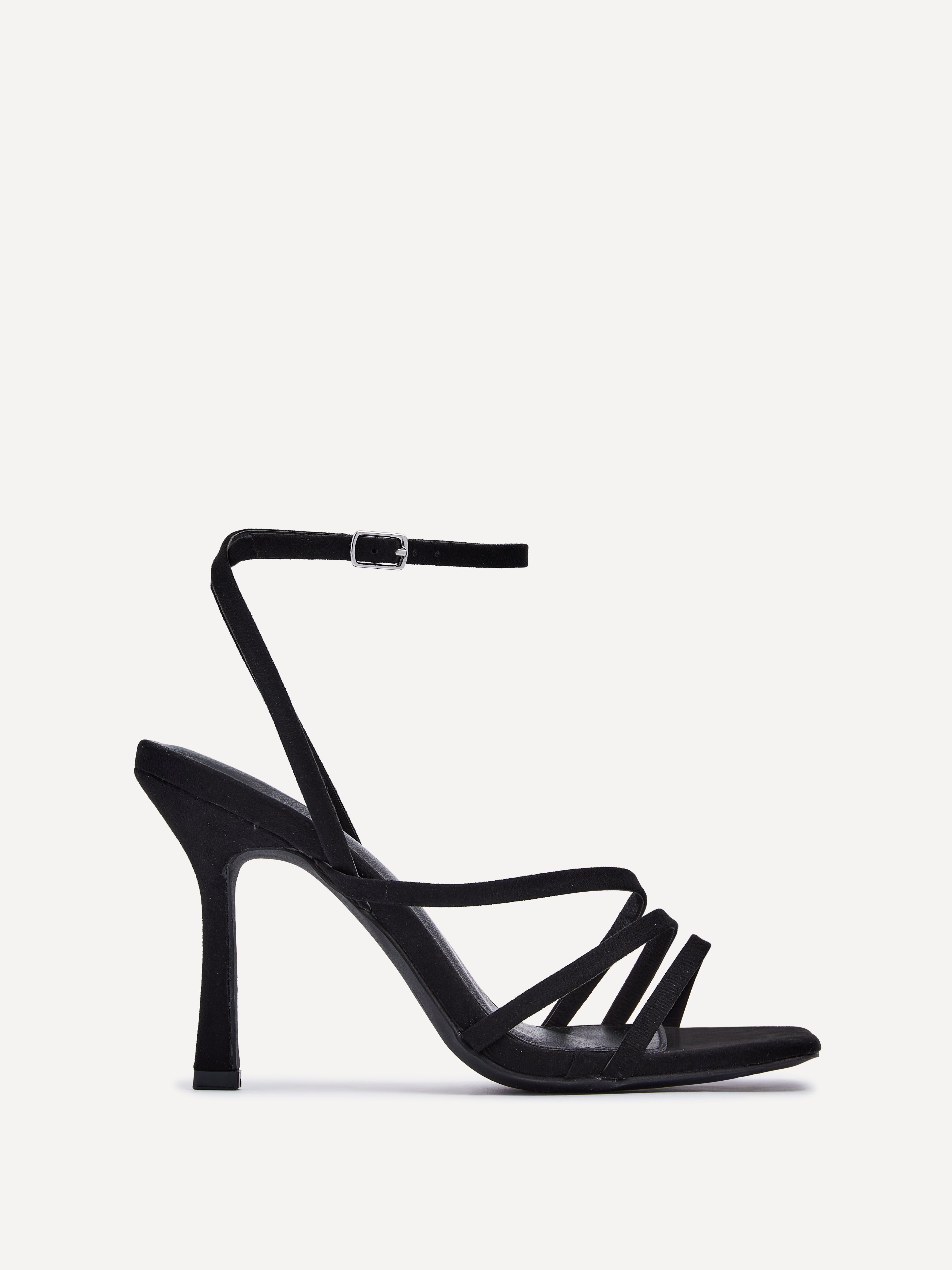 Scarlett Black Faux Suede Strappy Heels