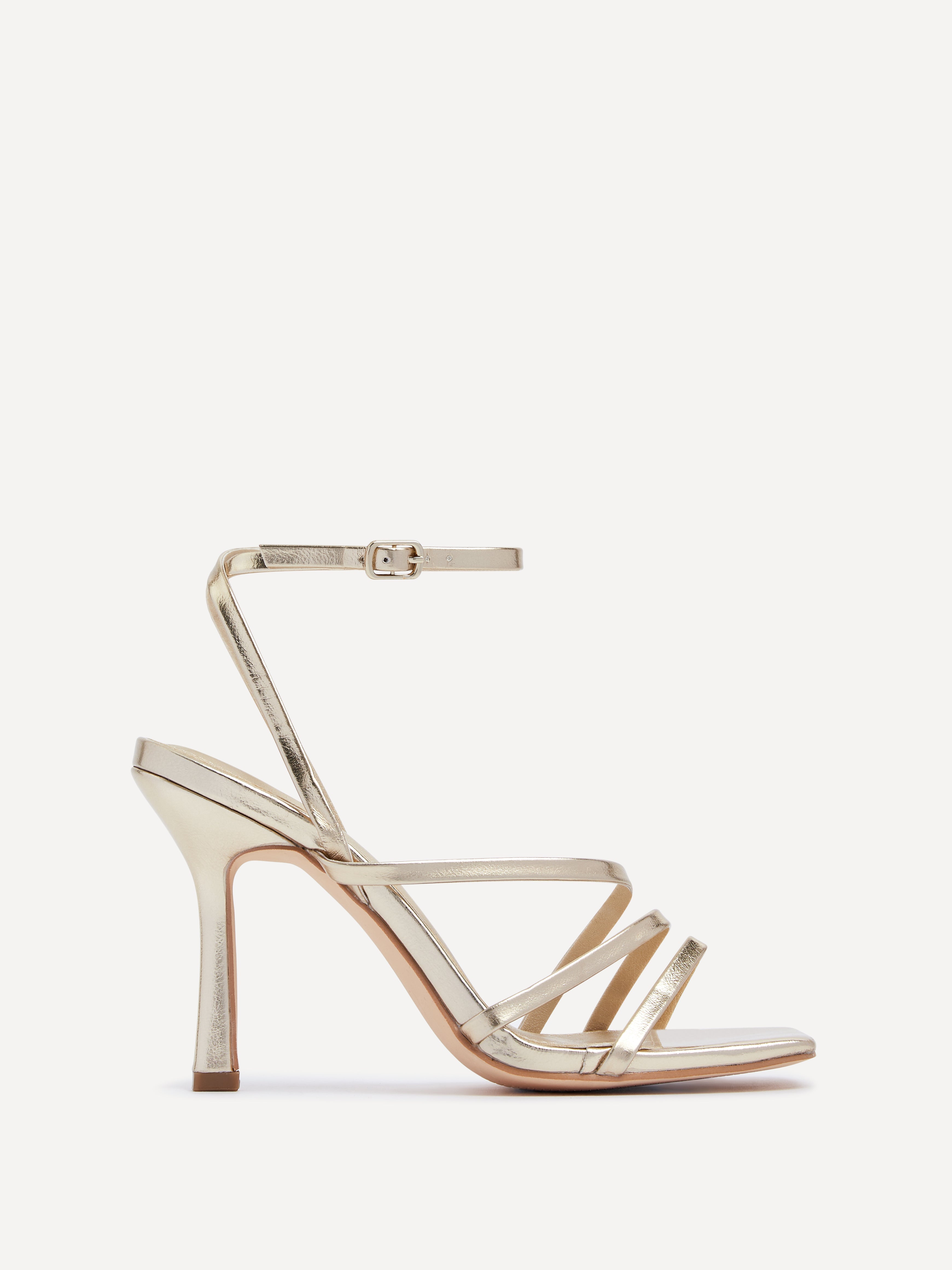 Scarlett Gold Faux Leather Strappy Heels