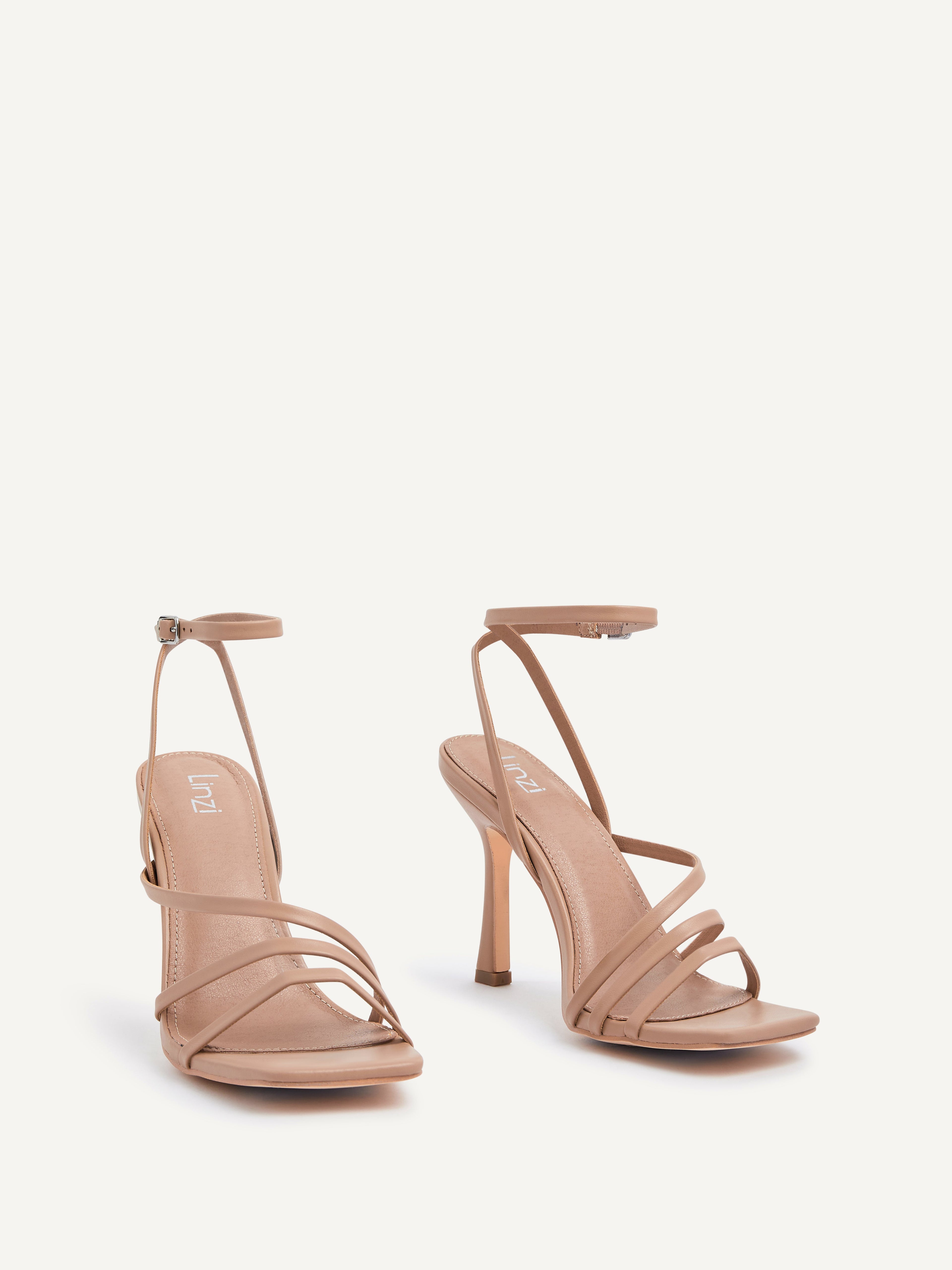 Scarlett Mocha Faux Leather Strappy Heels