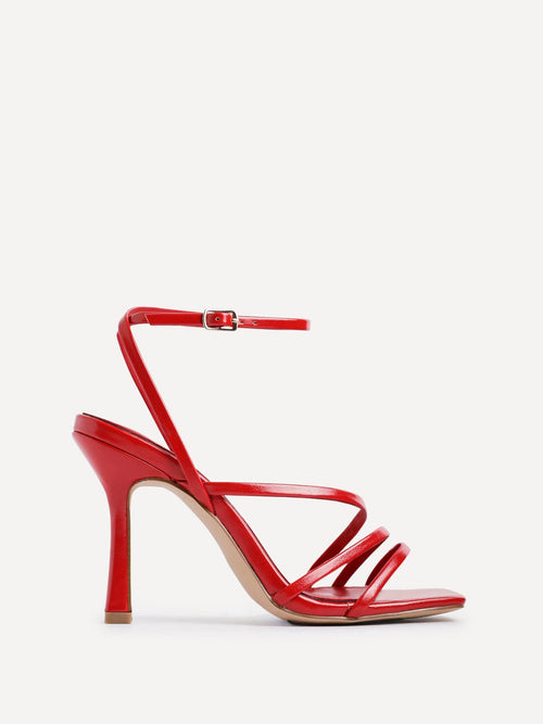 Scarlett Red Faux Leather Strappy Heels