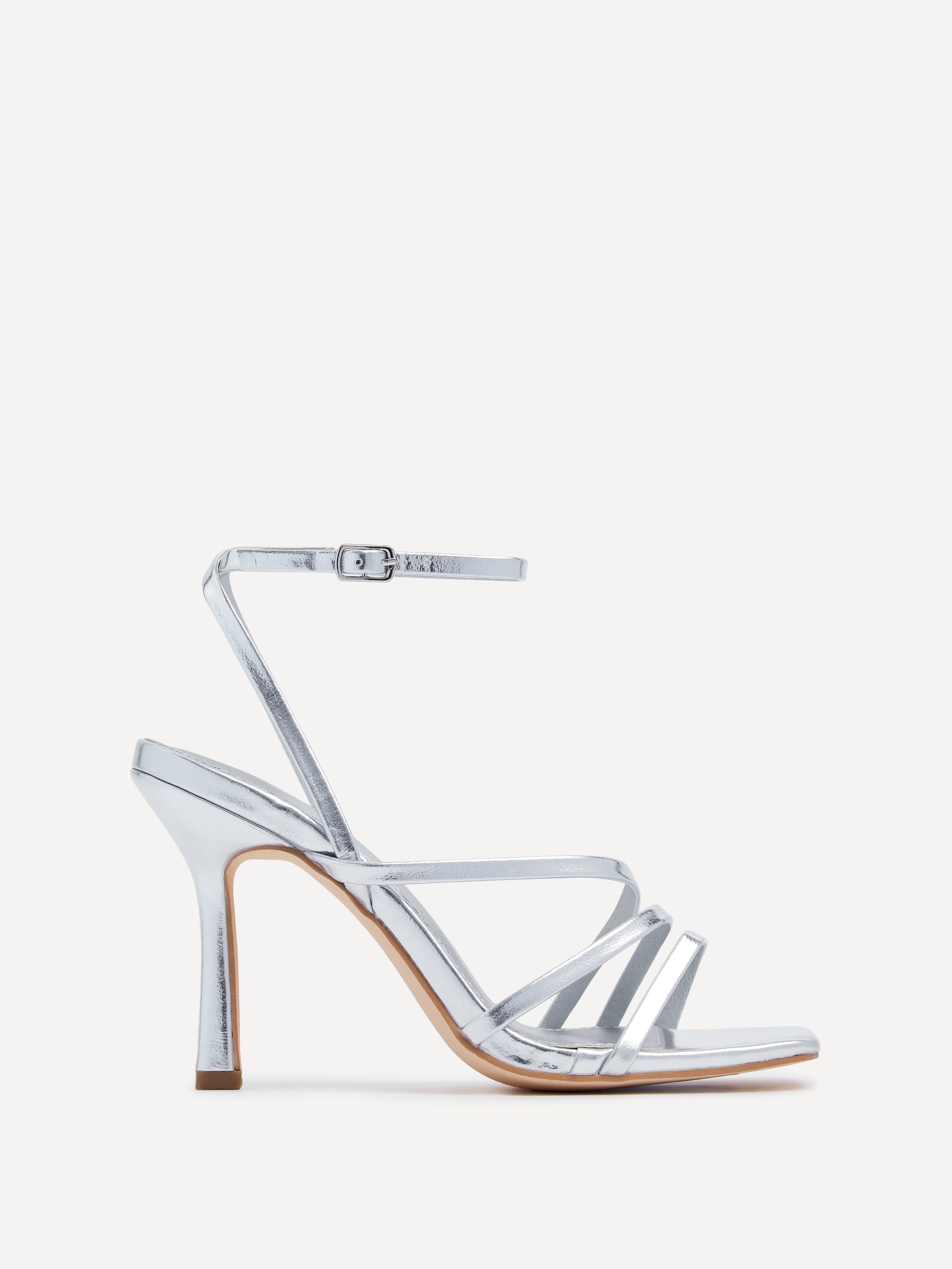 Scarlett Silver Faux Leather Strappy Heels